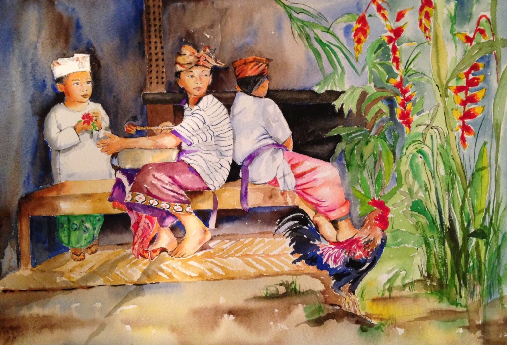 5 Watercolour Village Life